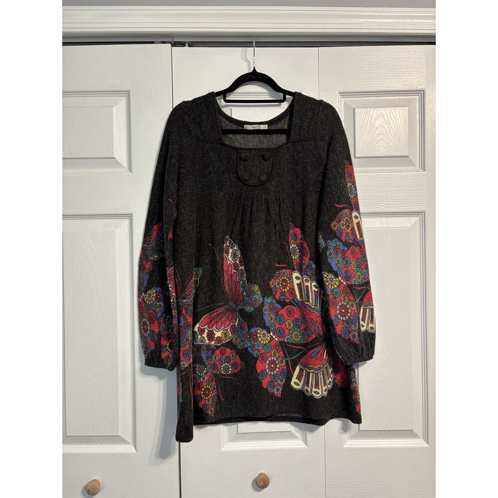 Anthropologie Hazel Wool blend Butterflies Tunic Blouse/mini dress women’s large